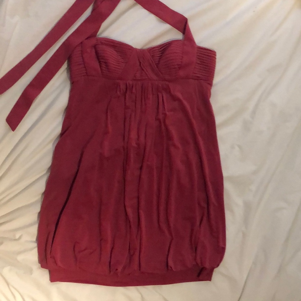 BCBG Maxazria short halter tie dress.  Raspberry colour.